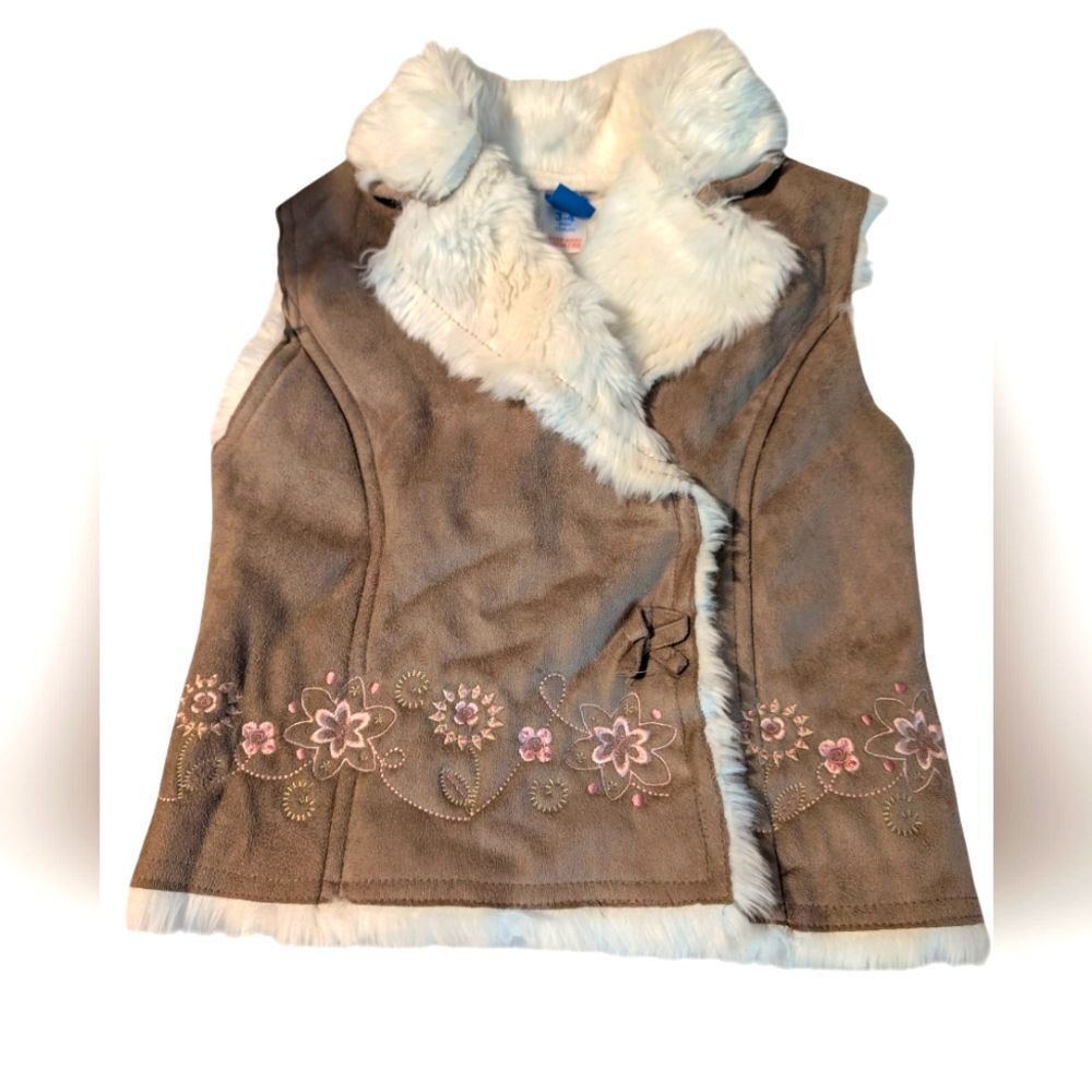 Y2k Adams Kids Faux Suede‎ Fur Vest Jacket Size 3/4 Youth